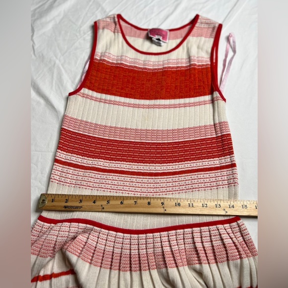 KATE SPADE NEW YORK Pleated M Striped Tank Dress Cotton Blend Red White A070823 - Picture 6 of 6
